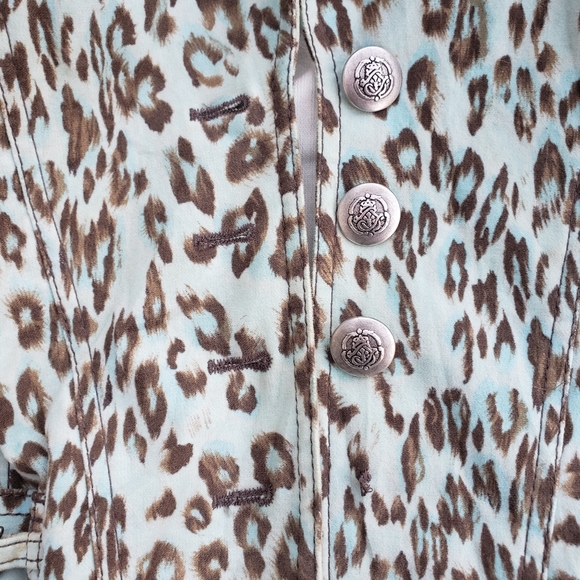 Laurèl by Escada Vintage 90s/00 Velvet/Brushed Blue Leopard Print Jacket Size 42 - Picture 15 of 15